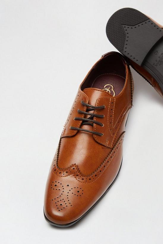 Burton Brown Leather Look Brogue Shoes 4
