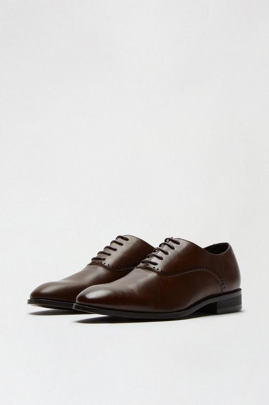 Burton Brown Leather Look Oxford Shoes 2