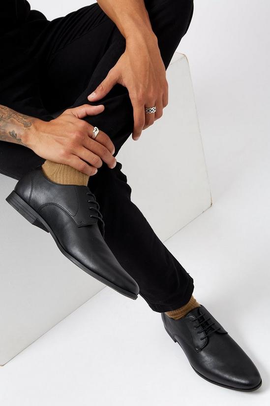 Burton Black Leather Look Derby Shoes 2