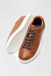 Burton Tan PU Leather Look Lace-Up Trainers thumbnail 3