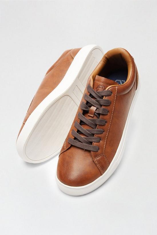 Burton Tan PU Leather Look Lace-Up Trainers 3