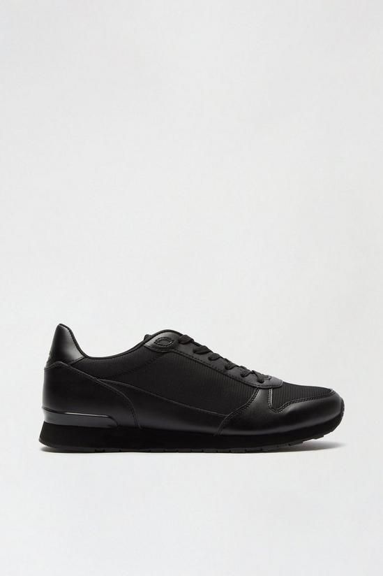Burton Black Leather Look and Mesh Trainers 1
