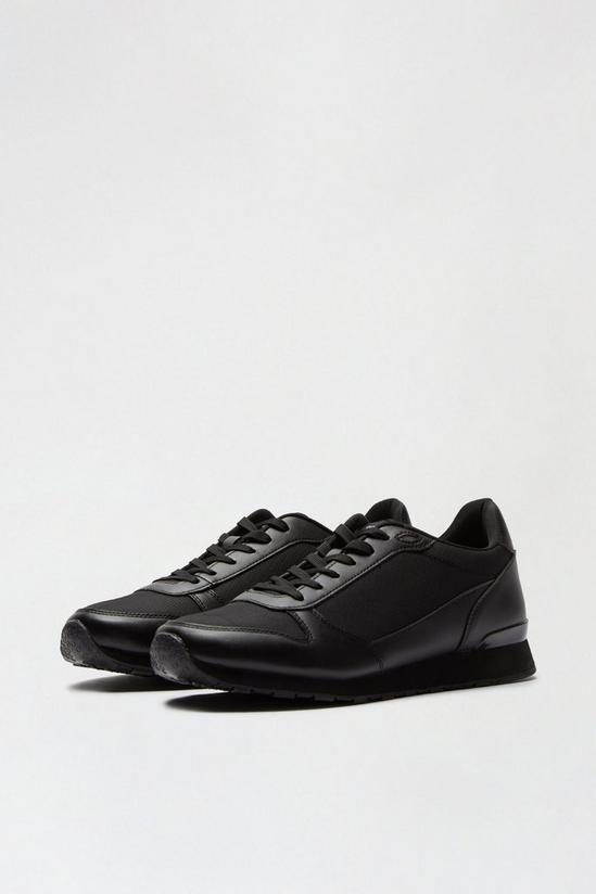 Burton Black Leather Look and Mesh Trainers 2