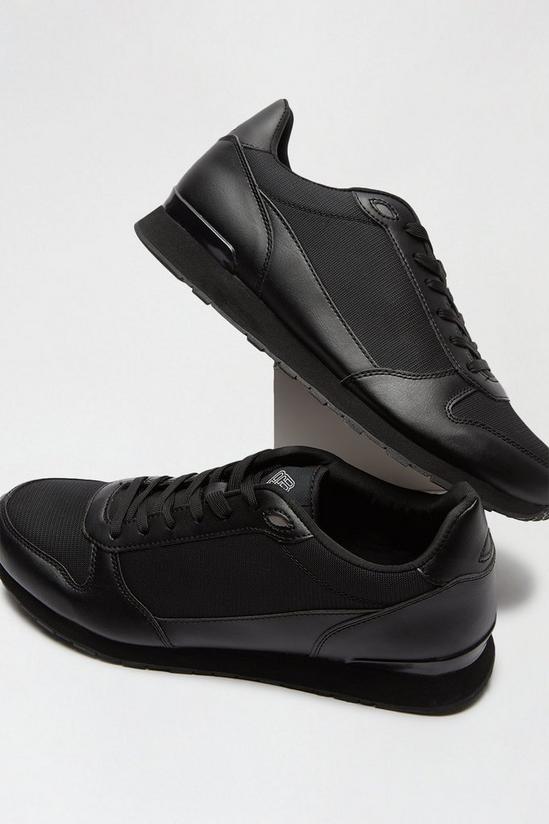 Burton Black Leather Look and Mesh Trainers 3
