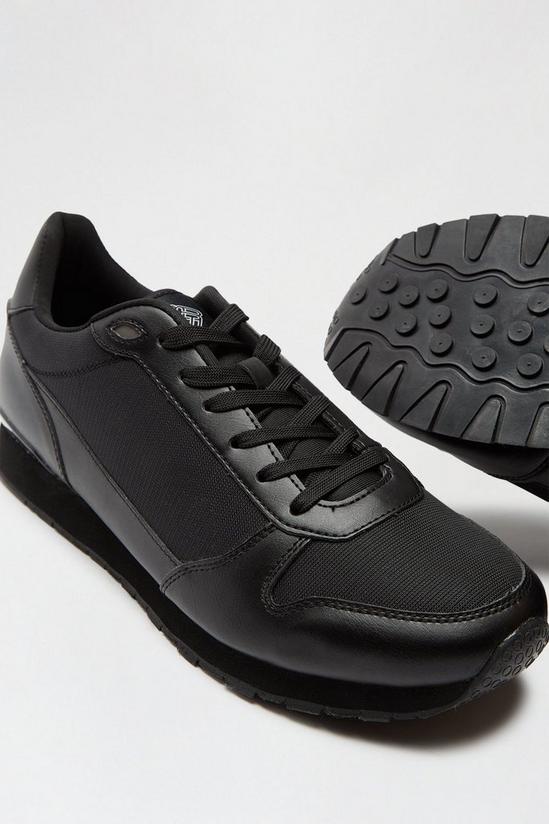 Burton Black Leather Look and Mesh Trainers 4