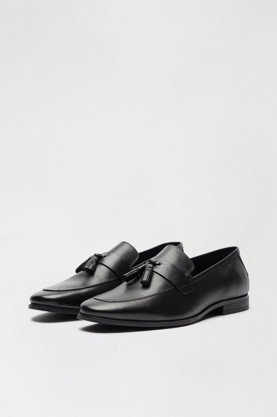 Burton Black Leather Tassel Loafers 2