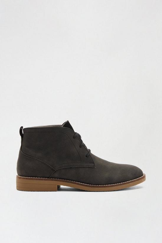 Burton Charcoal Black Leather Look Chukka Boots 1