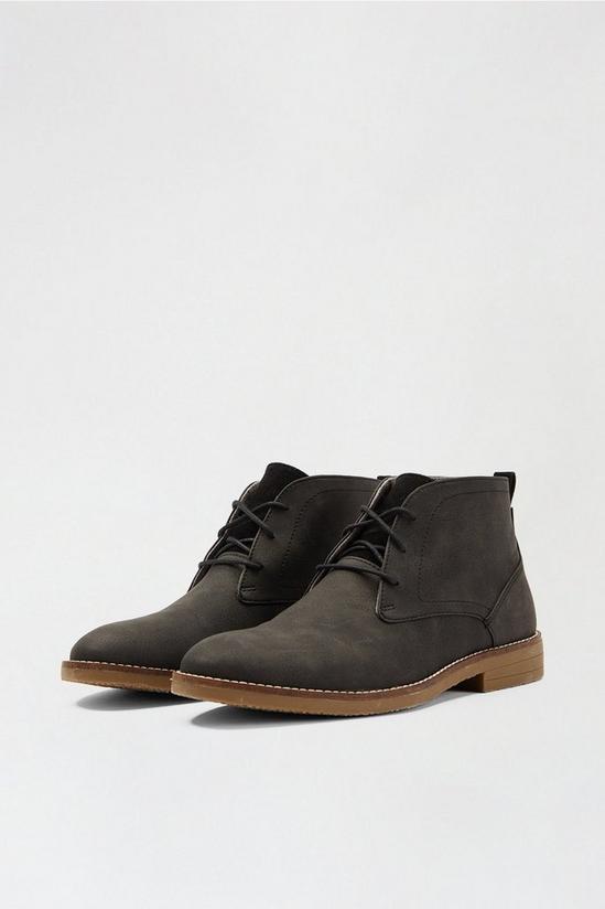 Burton Charcoal Black Leather Look Chukka Boots 2