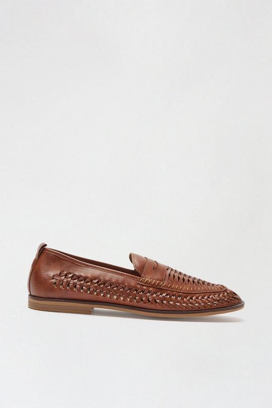 Burton Tan Leather Look Woven Loafers 1