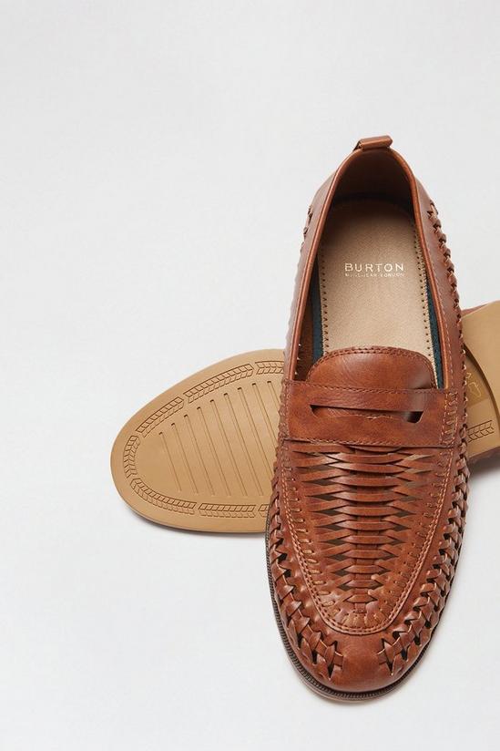 Burton Tan Leather Look Woven Loafers 4