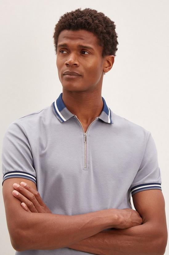 Burton Collar Colour Block Zip Polo Shirt 4