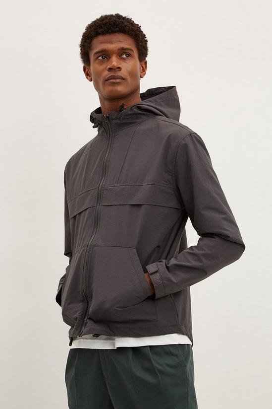 Burton Grey Hooded Solid Tech Jacket 1