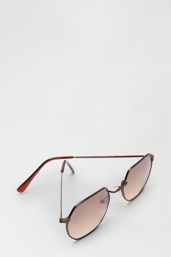 Burton Hexagonal Metal Frame & Brown Lens Sunglasses 3