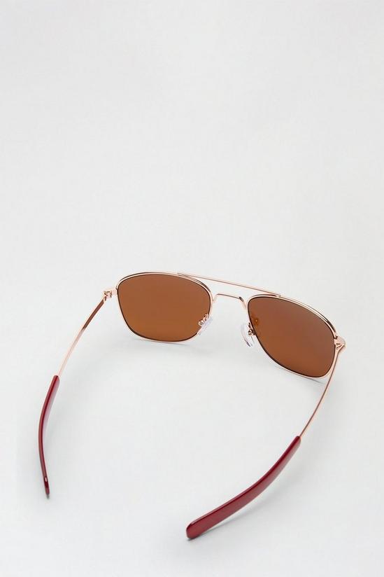 Burton Hexagonal Metal Frame & Brown Lens Sunglasses 4