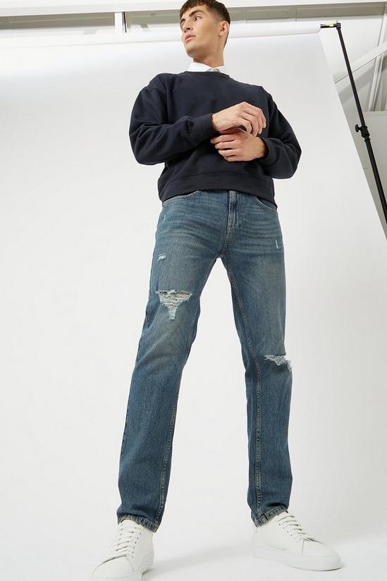 Burton Slim Fit Texture Blue Rip Jeans 1
