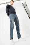 Burton Slim Fit Texture Blue Rip Jeans thumbnail 2