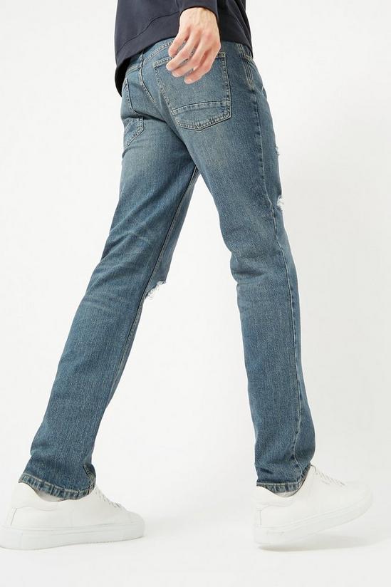 Burton Slim Fit Texture Blue Rip Jeans 3