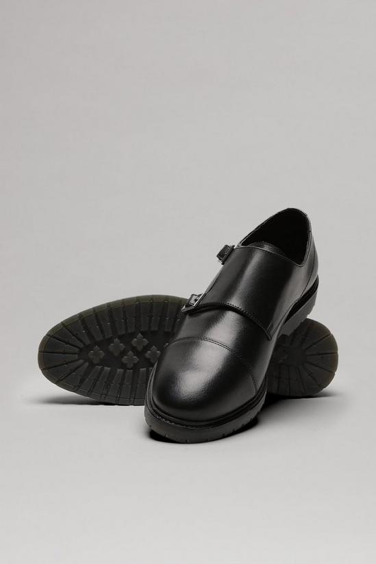 Burton Black Monk Strap Shoes With Chunky Sole 2