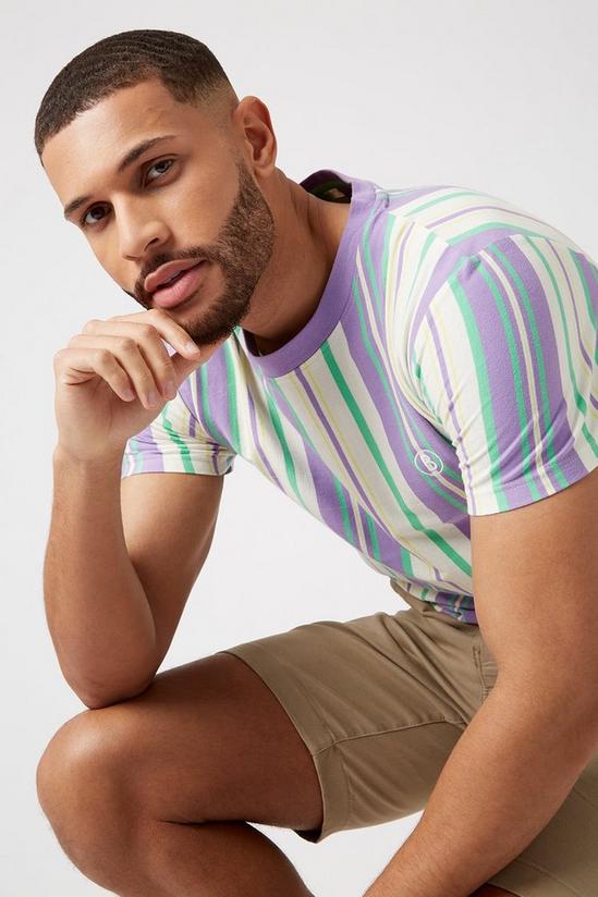 Burton Purple Vertical Striped T-shirt 1