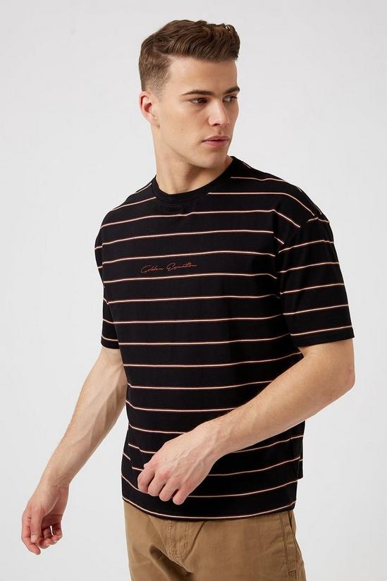 Burton Black Oversized Horizontal Striped T-shirt 1