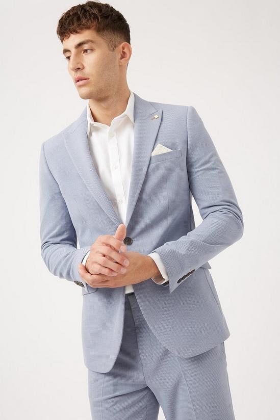 Burton Blue Basketweave Slim Fit Suit Jacket 4