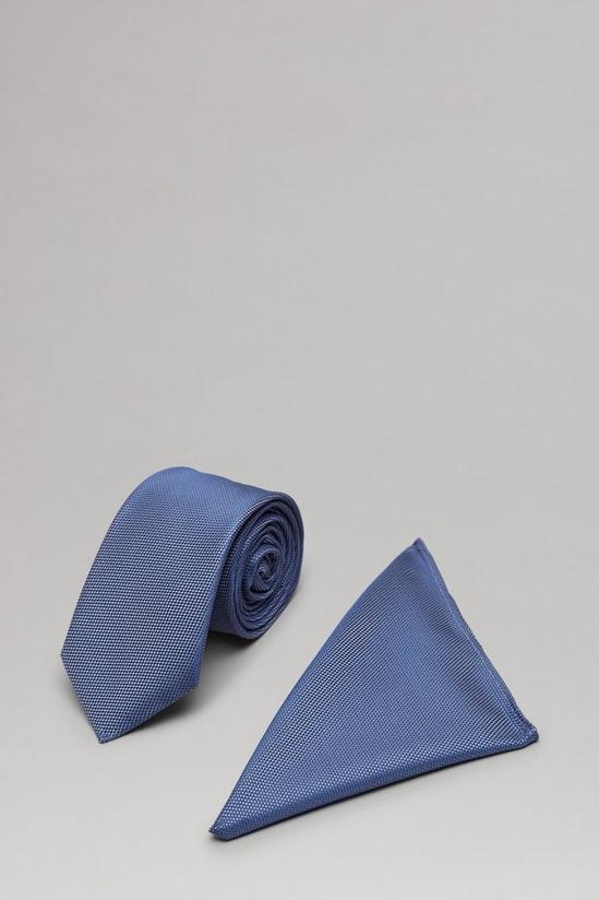 Burton Blue Texture Tie And Pocket Square Set 1