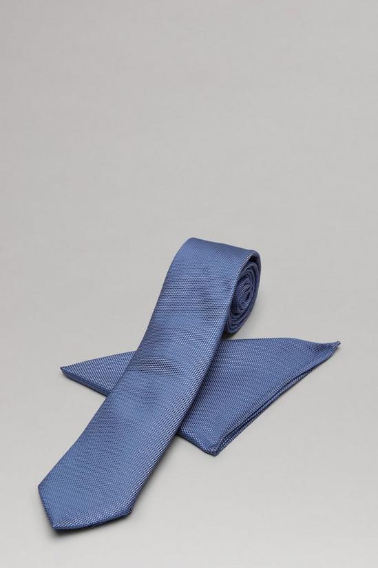 Burton Blue Texture Tie And Pocket Square Set 2