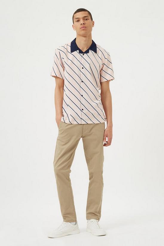 Burton Pink Diagonal Stripe Contrast Collar Shirt 2