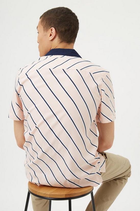 Burton Pink Diagonal Stripe Contrast Collar Shirt 3