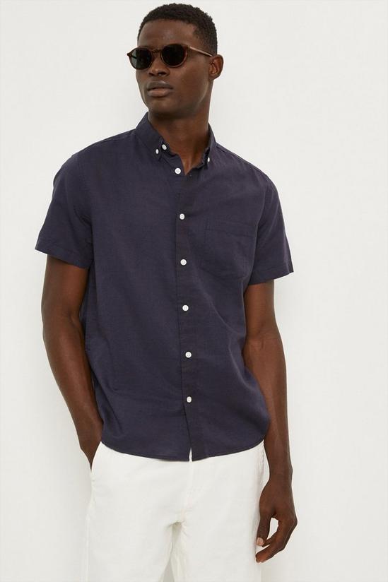 Burton Regular Fit Short Sleeve Linen Blend Shirt 1