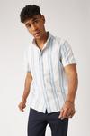 Burton Short Sleeve Blue Multi Striped Oxford Shirt thumbnail 1