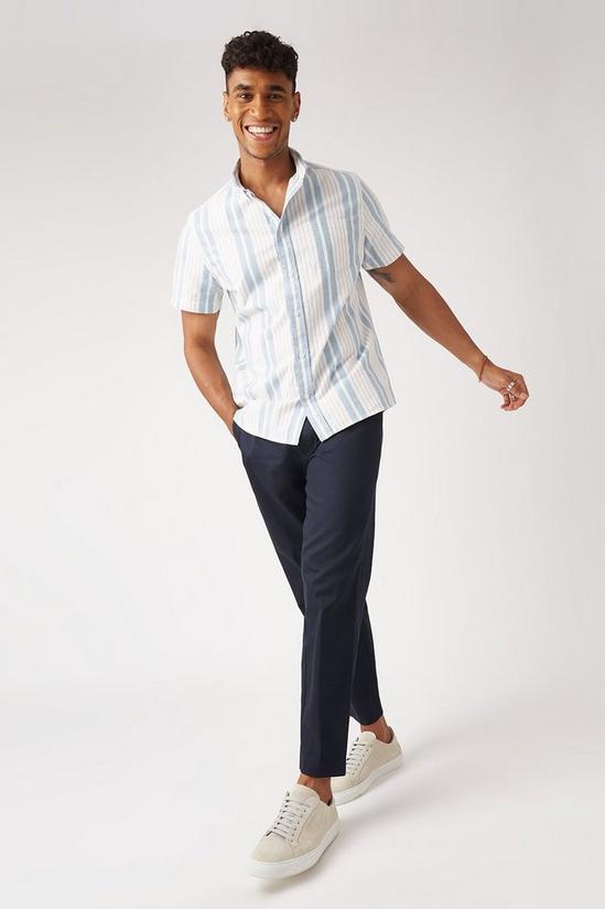 Burton Short Sleeve Blue Multi Striped Oxford Shirt 2