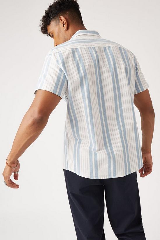Burton Short Sleeve Blue Multi Striped Oxford Shirt 3