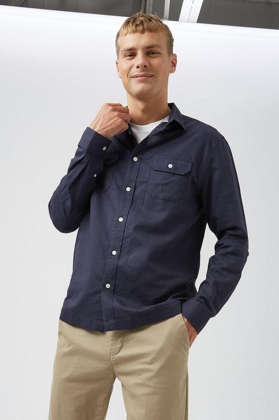 Burton Long Sleeve Twin Pocket Linen Shirt 2