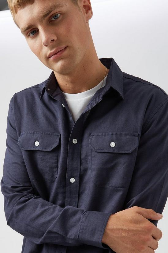 Burton Long Sleeve Twin Pocket Linen Shirt 4