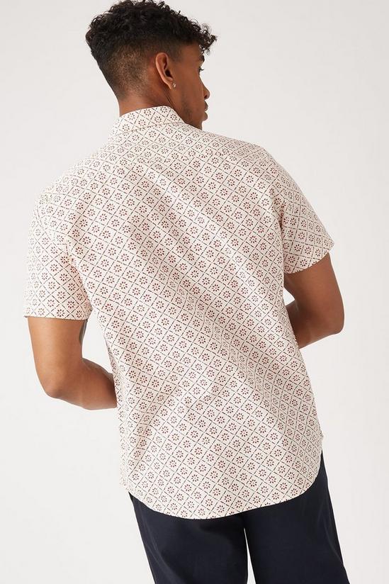 Burton Short Sleeve Geo Print Linen Shirt 3