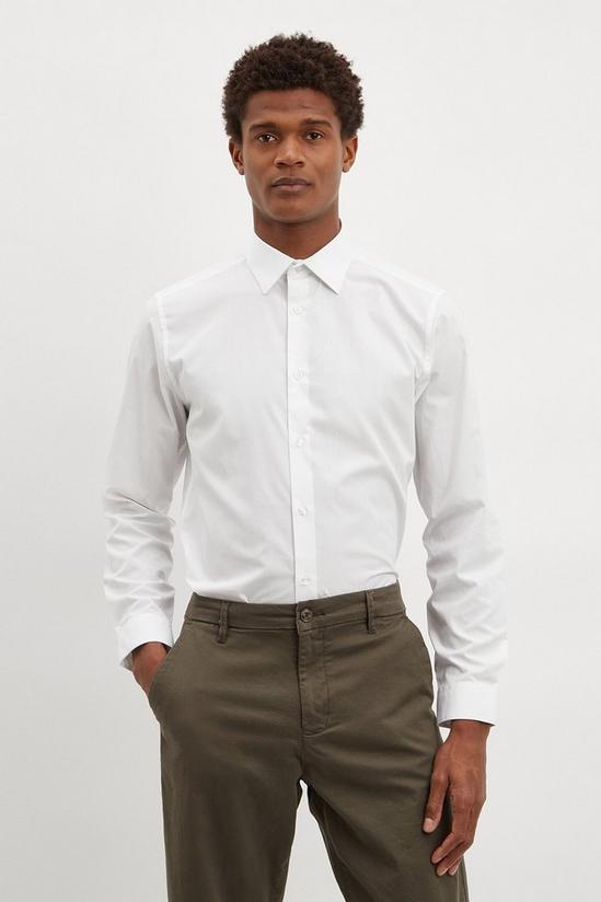 Burton White Tailored Fit Long Sleeve Easy Iron Shirt 1