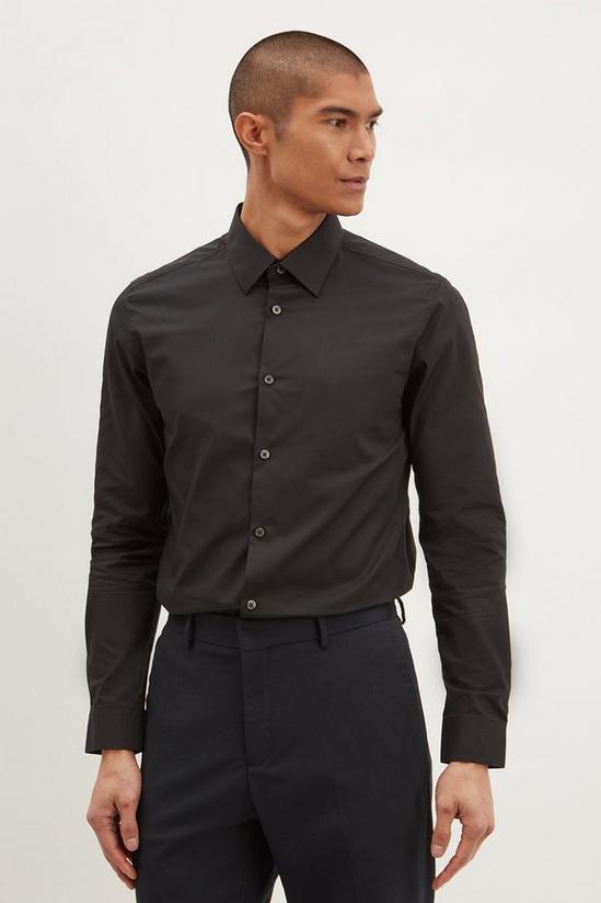 Burton Black Slim Fit Long Sleeve Easy Iron Shirt 1