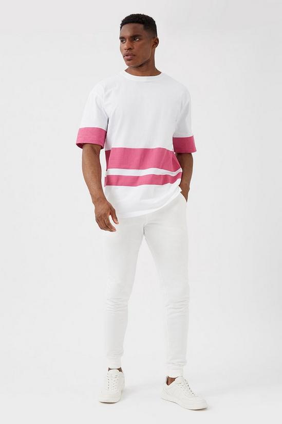 Burton White Block Pink Stripe Oversized T-shirt 2