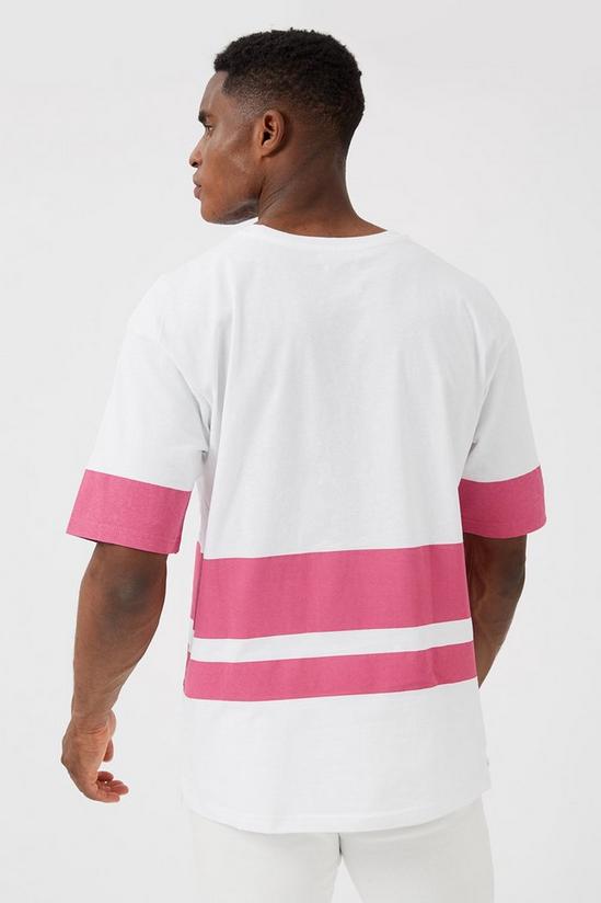 Burton White Block Pink Stripe Oversized T-shirt 3