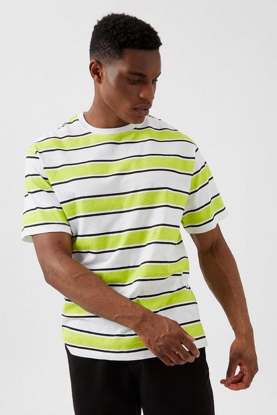 Burton White And Yellow Horizontal Stripe T- Shirt 1