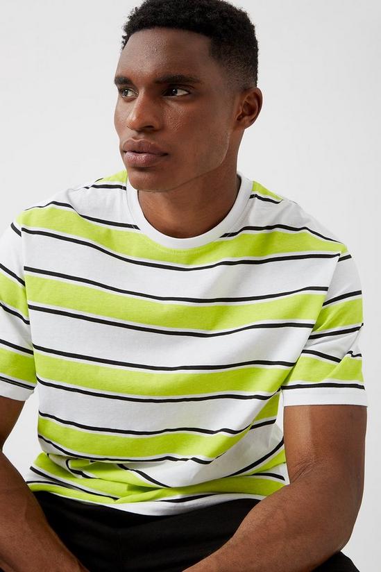 Burton White And Yellow Horizontal Stripe T- Shirt 4