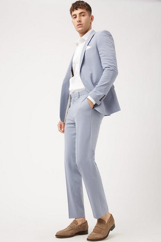 Burton Blue Basketweave Slim Fit Suit Trouser 1