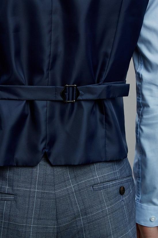 Burton Slim Fit Blue Fine Multi Check Waistcoat 6