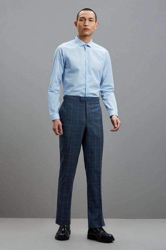 Burton Slim Fit Blue Fine Multi Check Suit Trousers 1