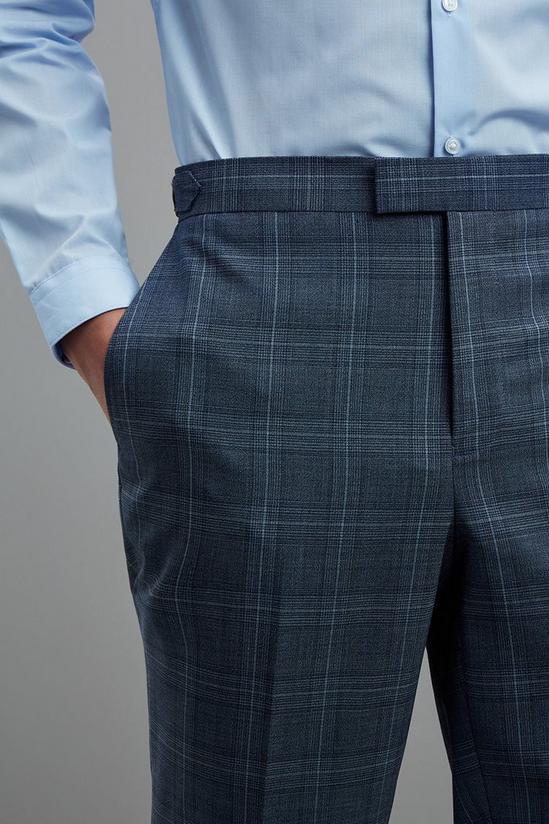 Burton Slim Fit Blue Fine Multi Check Suit Trousers 4