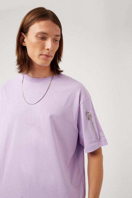 Burton Relaxed Fit Lilac Arm Zip Pocket T-shirt 4