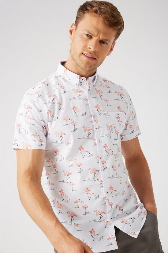 Burton White Flamingo Print Shirt 1