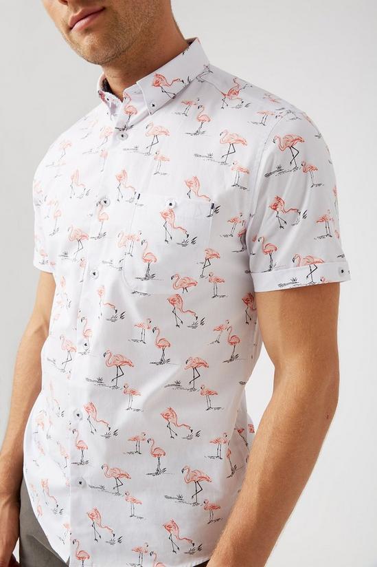 Burton White Flamingo Print Shirt 4