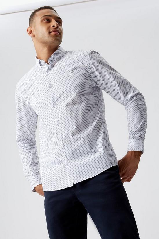 Burton Tailored Fit White Geo Shirt 1